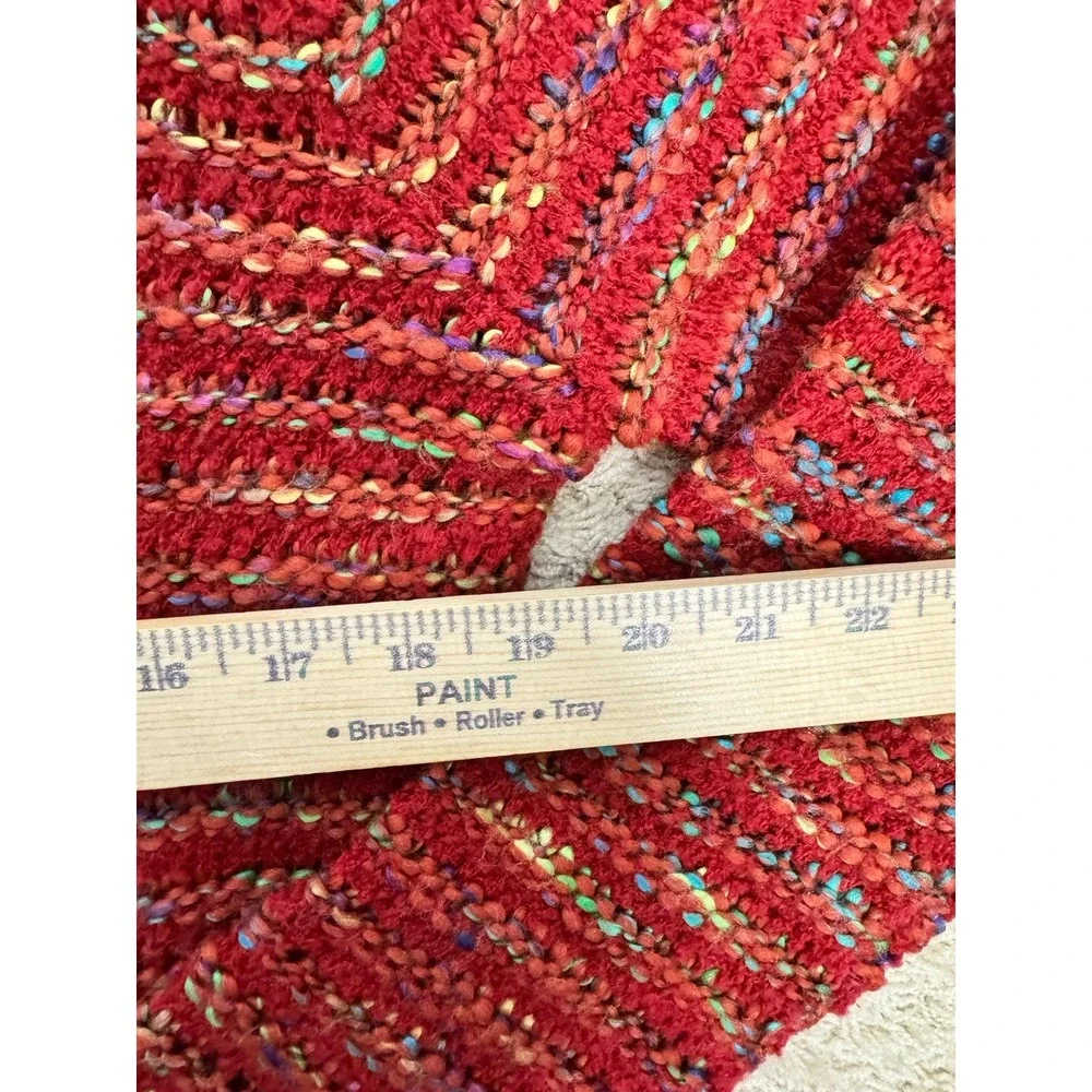 Talbots Wool Blend Open Weave Multicolor Pullover Sweater Size M Boat Neck Boho‎